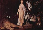 Gustav Klimt Weiblicher Akt mit Tieren in einer Landschaft